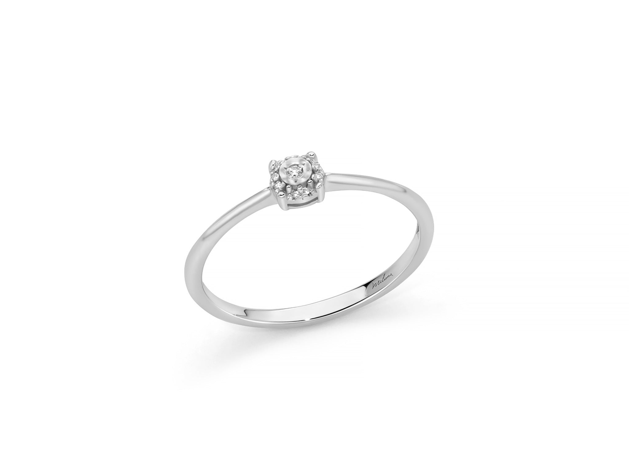 Miluna Anello In Oro Bianco 375/1000 Con Diamanti Naturali