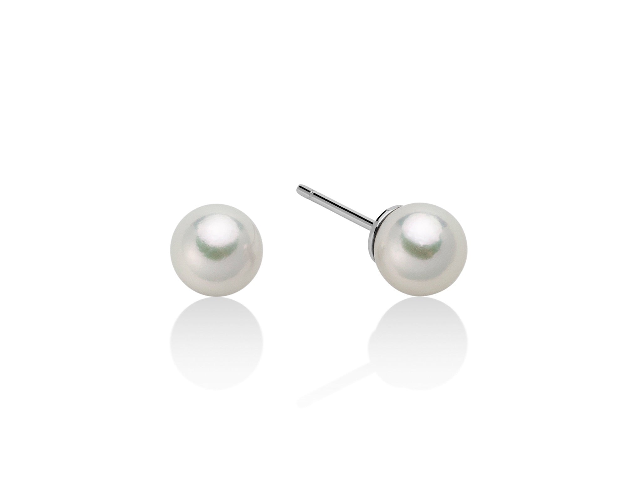 Miluna Orecchini In Oro Bianco 18Kt Con Perle Akoya Mm 6/6,5