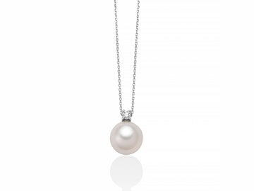 Miluna Collana In Oro Bianco 750/1000 Con Perla Naturale E Diamante