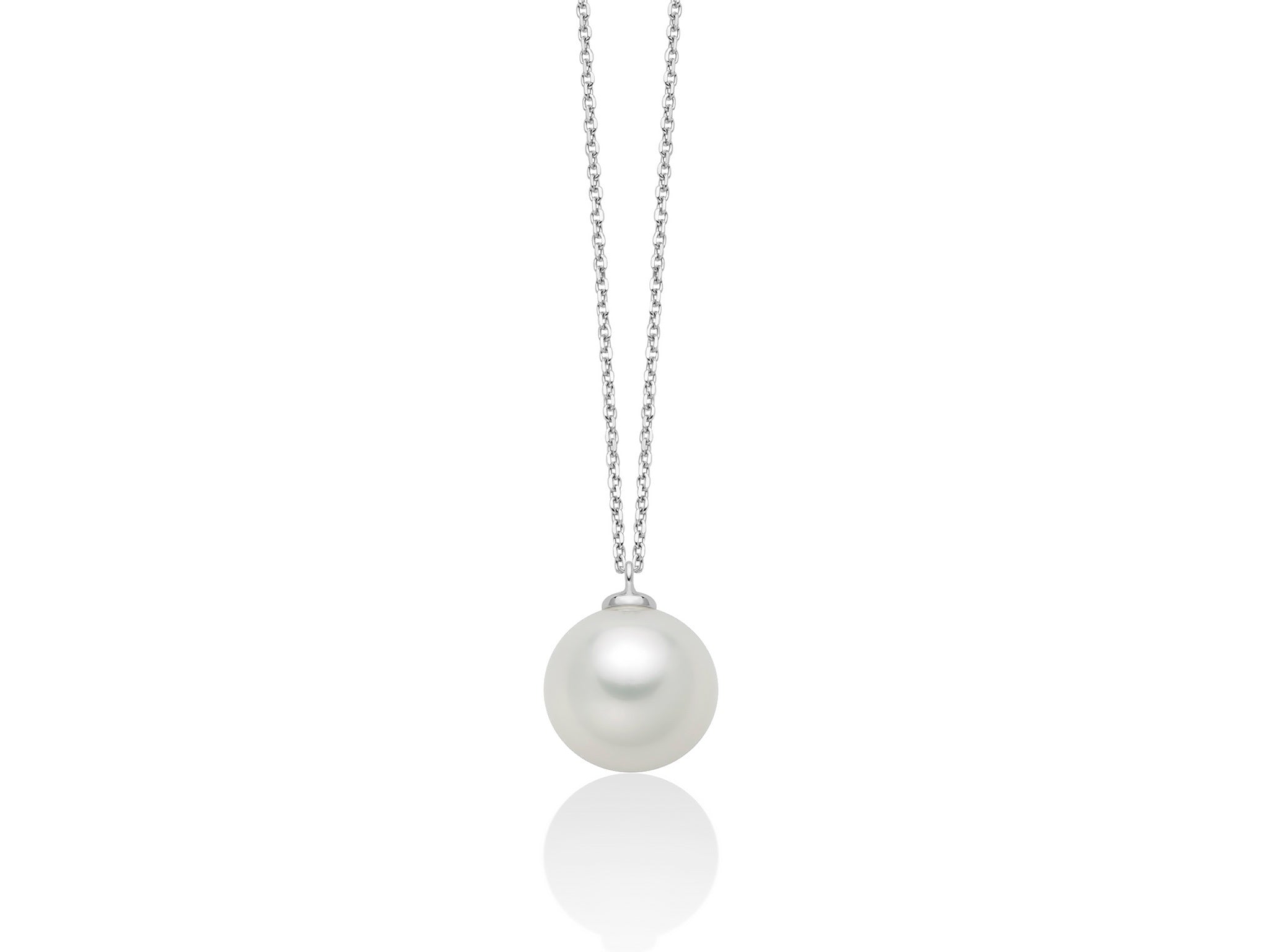 Miluna Collana In Oro Bianco 750/1000 Con Perla Naturale 8,5/9 Mm