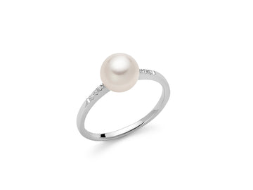 Miluna Anello Perla Fresh Water Mm 7,5/8 E Diamanti