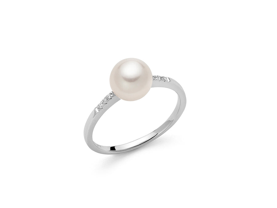 Miluna Anello Perla Fresh Water Mm 7,5/8 E Diamanti