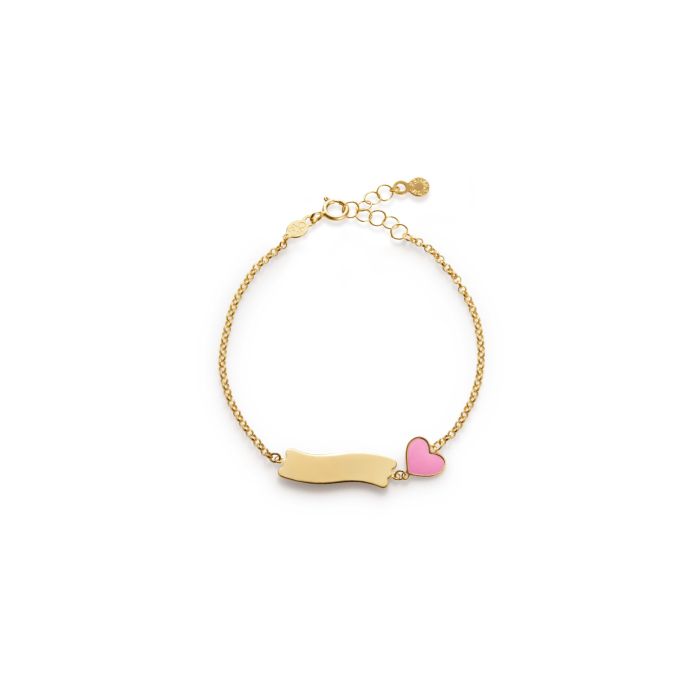 Le Bebe Bracciale Fortuna In Oro 9 Kt Con Cuore Smaltato E Targhetta
