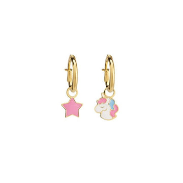 Le Bebe Orecchini A Cerchietto Toys In Oro Giallo Con Stellina E Unicorno