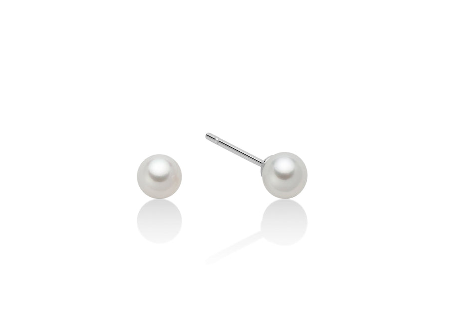 Miluna Orecchini In Oro Bianco E Perle Naturali Fresh Water 4,5/5 Mm