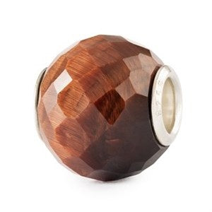 Trollbeads Occhio Di Tigre Rosso Rotondo Sfaccettato Elemento Pietra Naturale