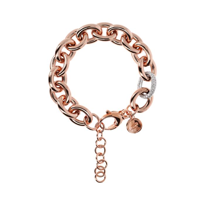 Bronzallure Bracciale Catena Rolo Maxi Maglie Con Elemento Pavé