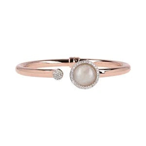 Bronzallure Bracciale Rigido Con Pietra Naturale Tonda 
E Pavé In Cubic Zirconia