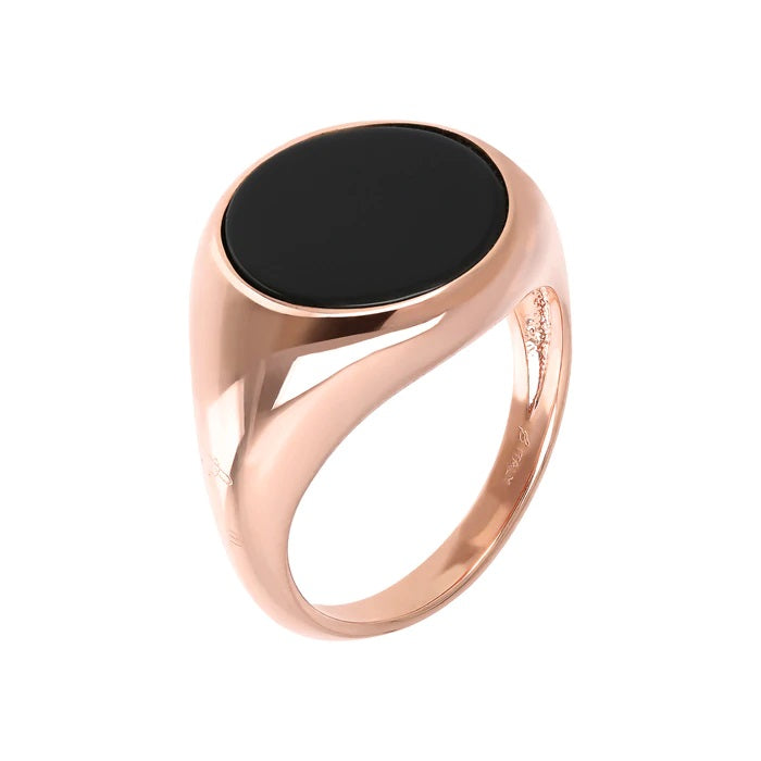 Bronzallure Anello Chevalier Con Onice Nero