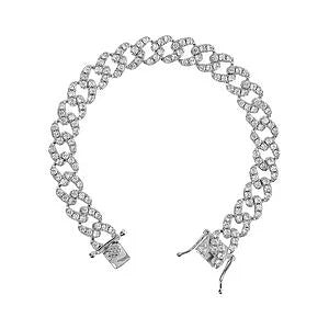 Bronzallure Bracciale Catena Grumetta Squadrata Con Pavé di Cubic Zirconia