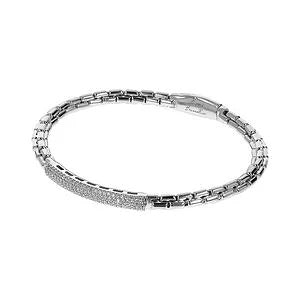 Bronzallure Bracciale Semirigido Maglia Veneziana Con Placchetta In Pavé Di Cubic Zirconia