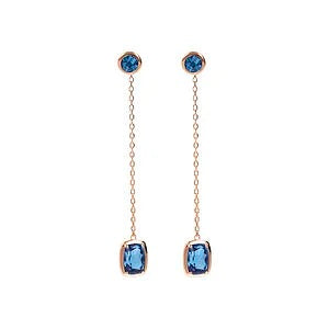 Bronzallure Orecchini Pendenti A Filo Con Prisma Gem Tonde E A Baguette
