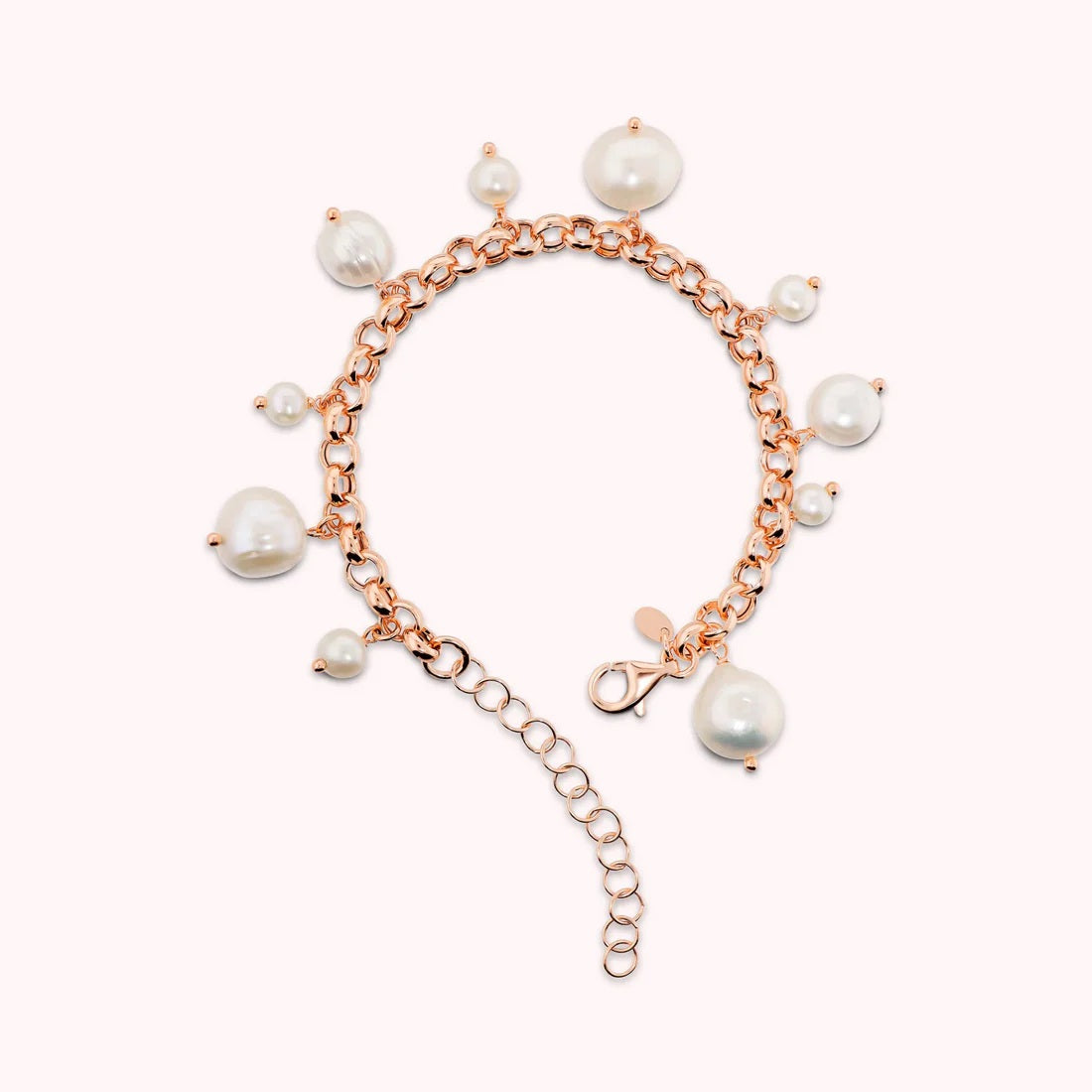Bronzallure Bracciale Con Ciondoli Di Perle Bianche D'Acqua Dolce Ø6-12Mm