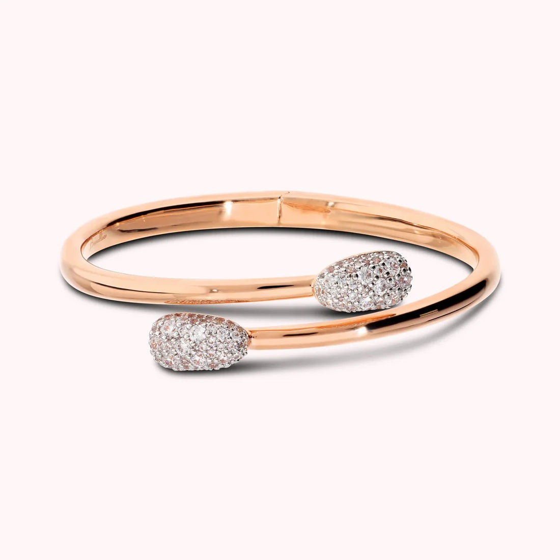 Bronzallure Bracciale Rigido Contrarié Con Pavé Di Cubic Zirconia
