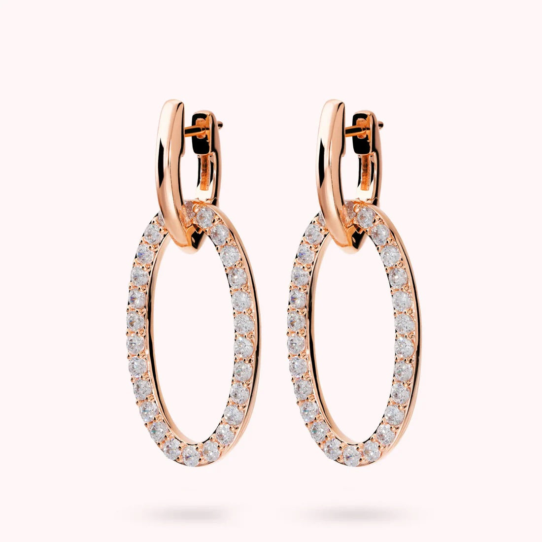 Bronzallure Orecchini Pendenti Ovali Con Pavé Di Cubic Zirconia