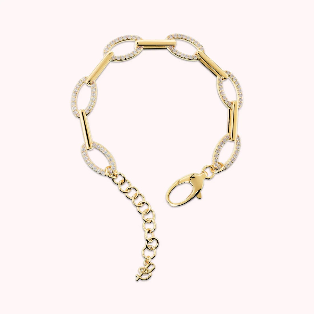 Bronzallure Bracciale Maglie Alternate Con Pavé Di Cubic Zirconia