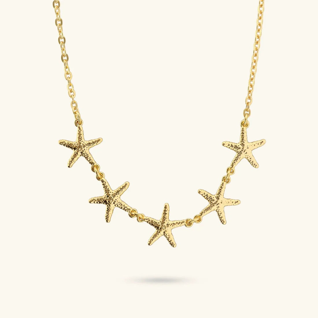 Etrusca Collana Girocollo Catena Forzatina Con Stelle Di Mare Martellate