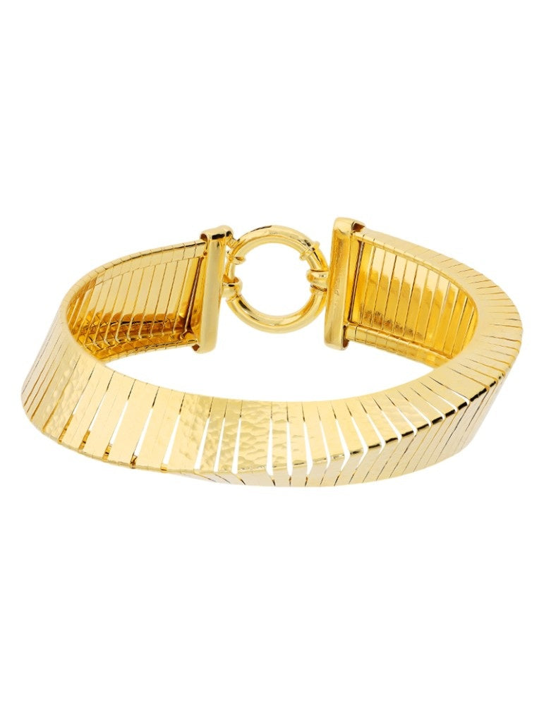 Etrusca Bracciale Dorato Torchon Con Superficie Martellata