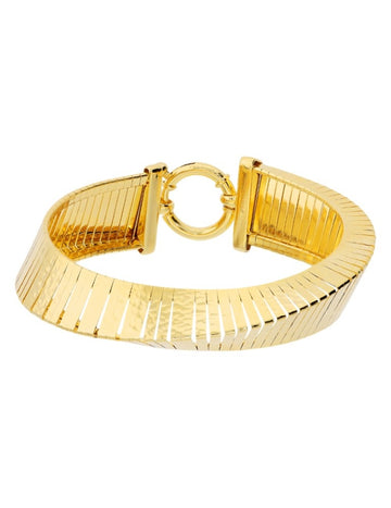 Etrusca Bracciale Dorato Torchon Con Superficie Martellata