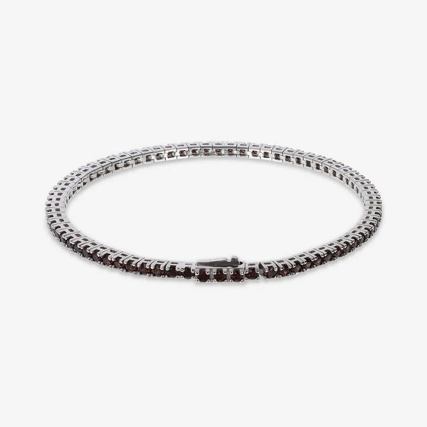 Albert M. Bracciale Tennis In Argento 925 Con Cubic Zirconia Brown