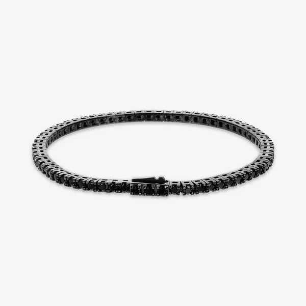 Albert M. Bracciale Tennis In Argento 925 Con Cubic Zirconia Black