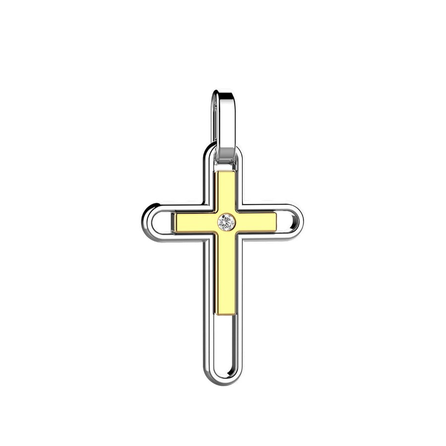Zancan Croce in Oro 18 kt Bicolore con Diamante naturale ct. 0,015
