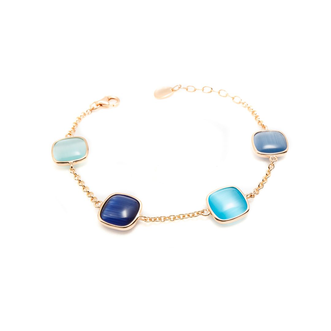 Madi Bracciale in Argento Rosè con quarzi Idrotermali