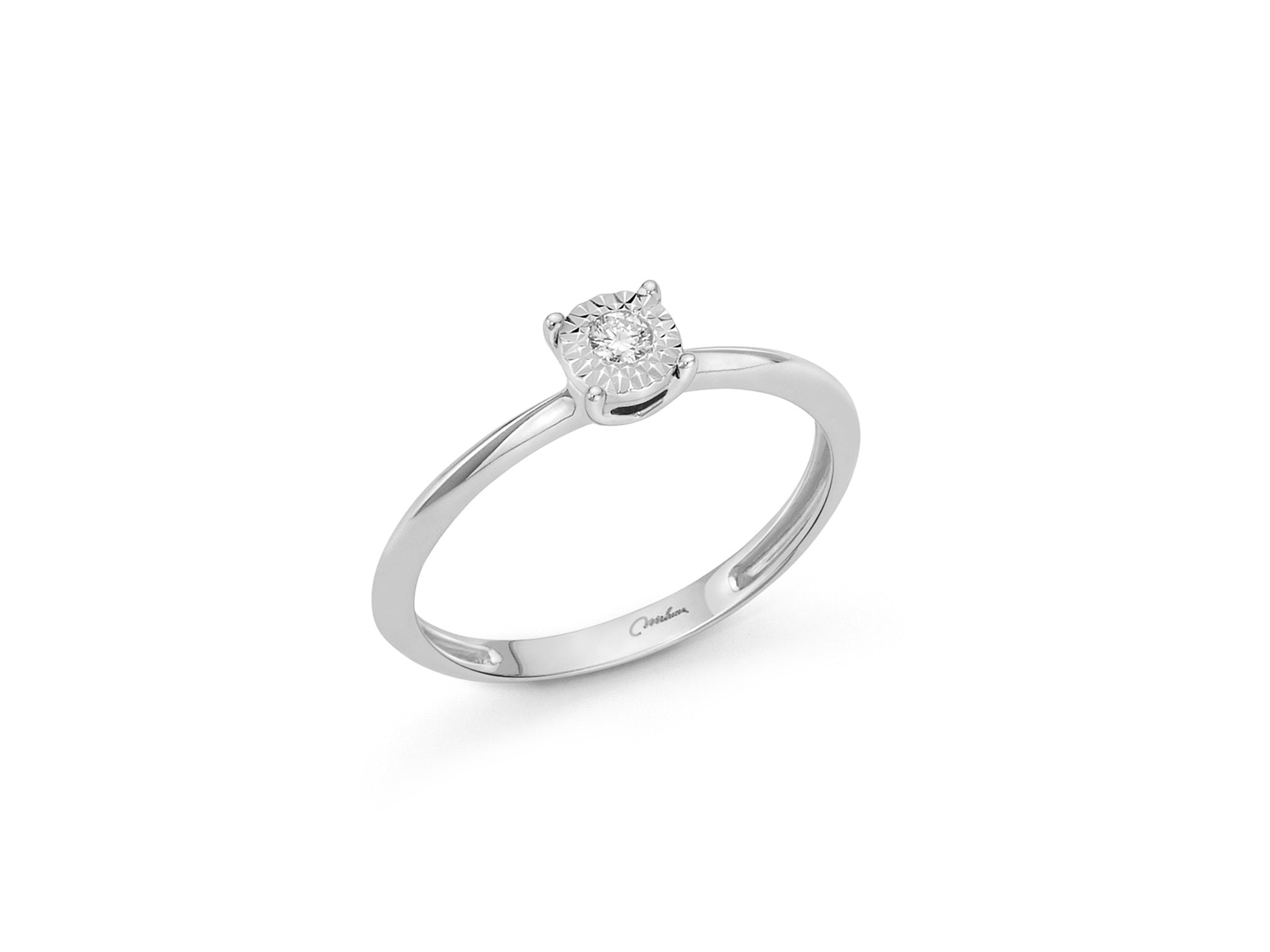Miluna Anello In Oro Bianco 375/1000 E Diamante Naturale