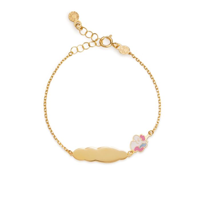 Le Bebe Bracciale Toys In Oro Giallo Con Unicorno E Targhetta In Oro Giallo 9 Kt