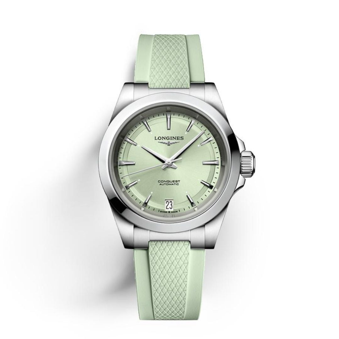 Longines Orologio Conquest Automatico 34 Mm Quadrante Verde Cint. Silicone