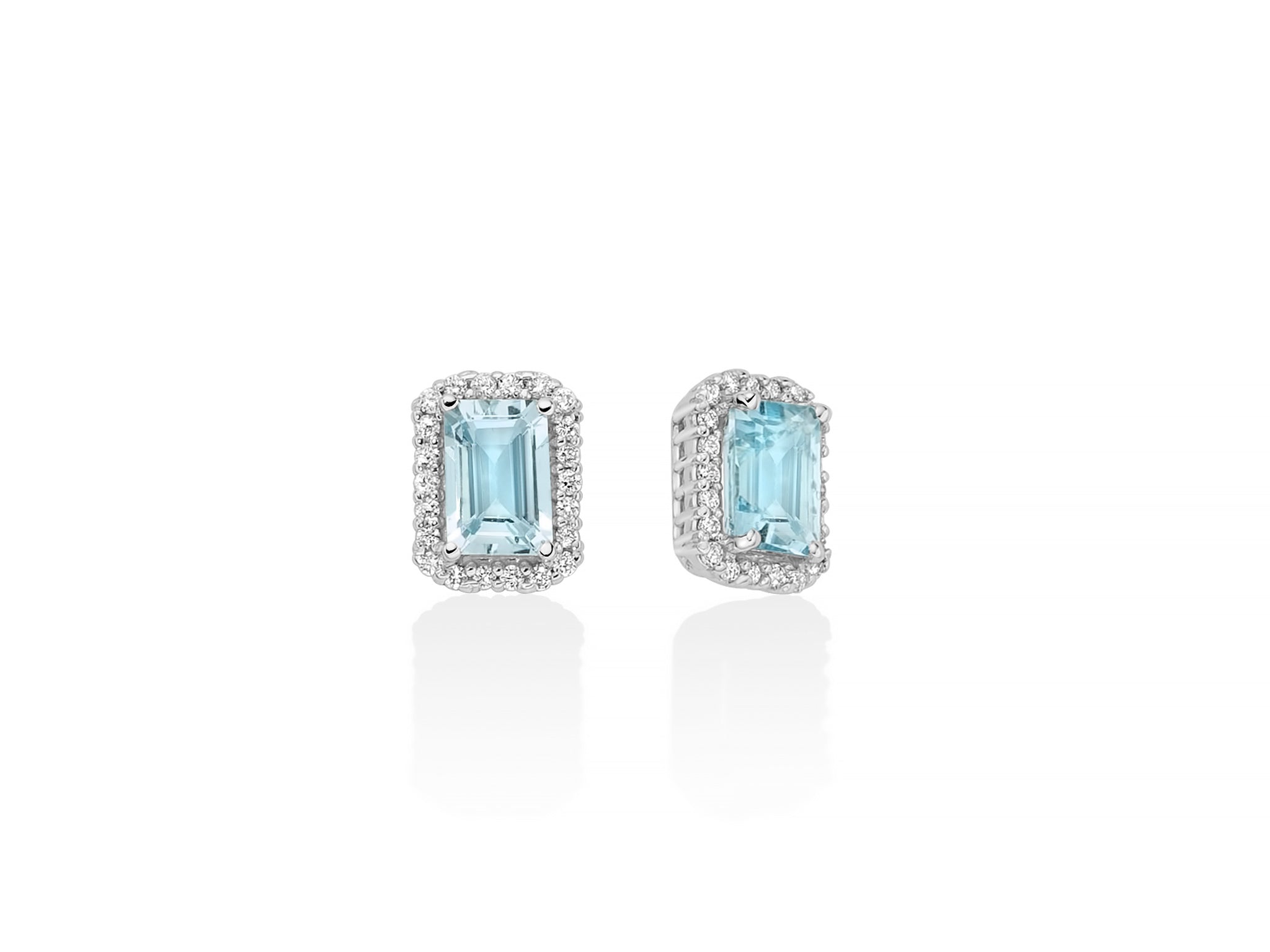 Miluna Orecchini In Oro Bianco 750/1000 Acquamarine E Diamanti