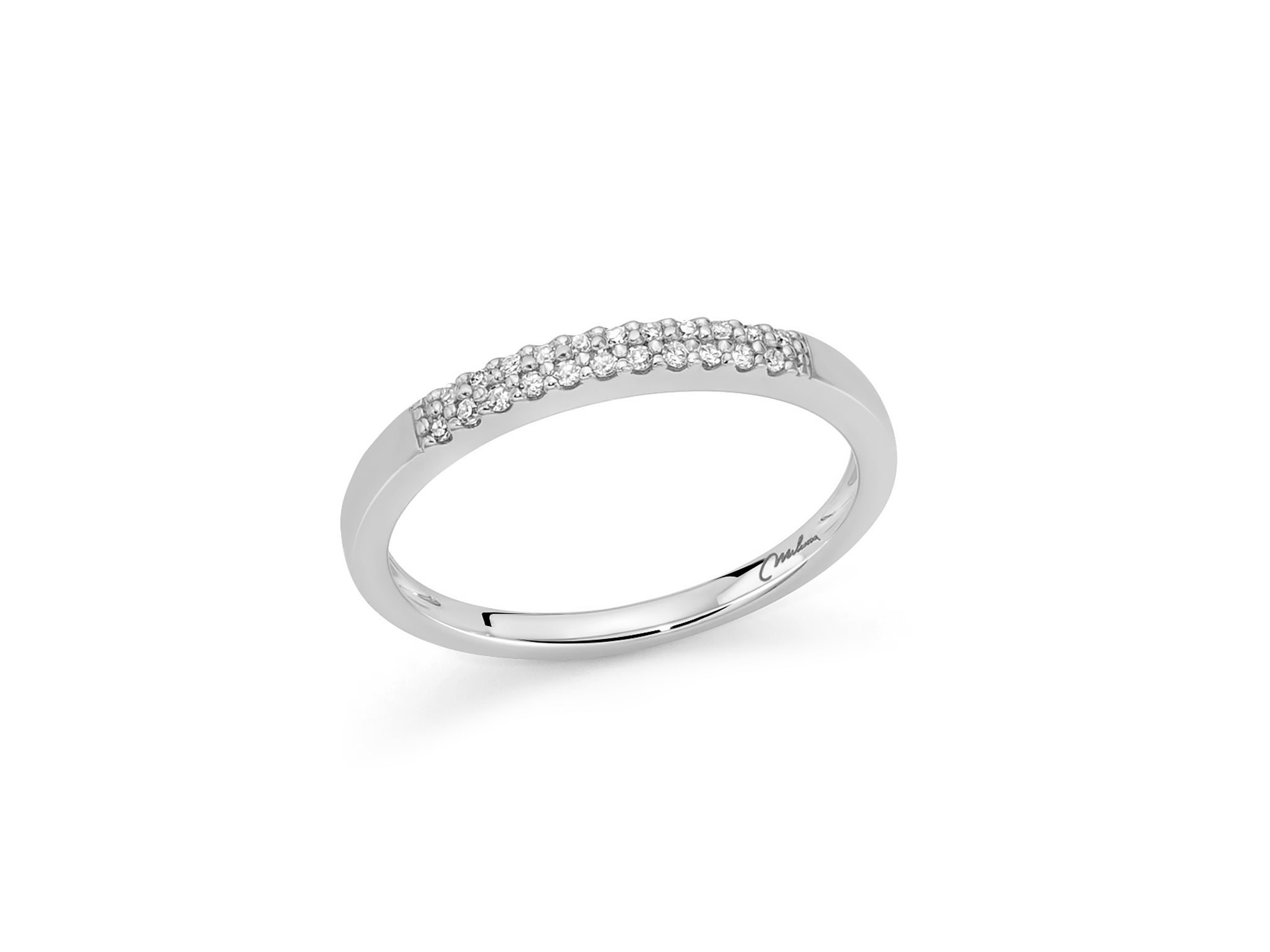 Miluna Anello Veretta In Oro Bianco 750/1000 E Diamanti Naturali