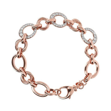 Bronzallure Bracciale A Maglie Alternate Tonde Ed Elementi Pavé In Cubic Zirconia - Gioielleria Gigante