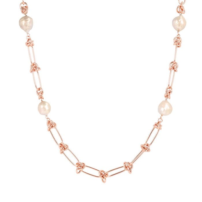 Bronzallure Collana Con Catena Ovale E Tonda E Perle - Gioielleria Gigante