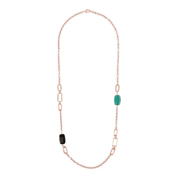 Bronzallure Collana Con Inserti Rettangolari Malachite E Onice - Gioielleria Gigante