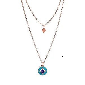 Bronzallure Collana Multifilo Catena Forzatina con Ciondolo Étoile e Pendente Tondo Smaltato con Cubic Zirconia - Gioielleria Gigante