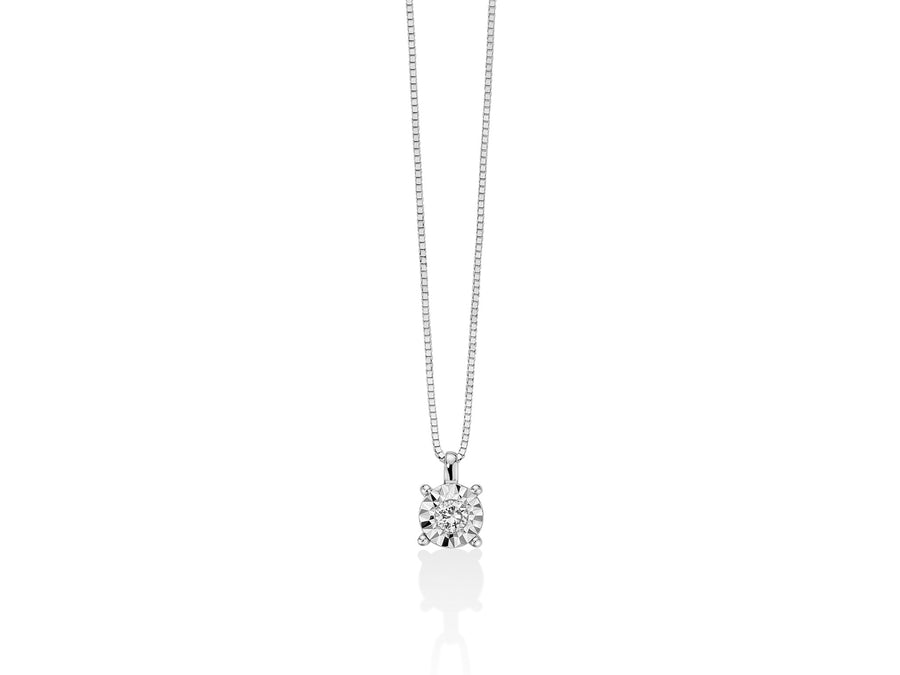 Miluna Collana In Oro Bianco 750/1000 E Diamante Naturale