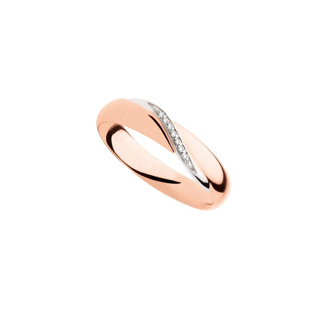 Polello Fede Bicolore Oro 18 Kt Rosa E Bianca Con  Diamanti Ct. 0,03