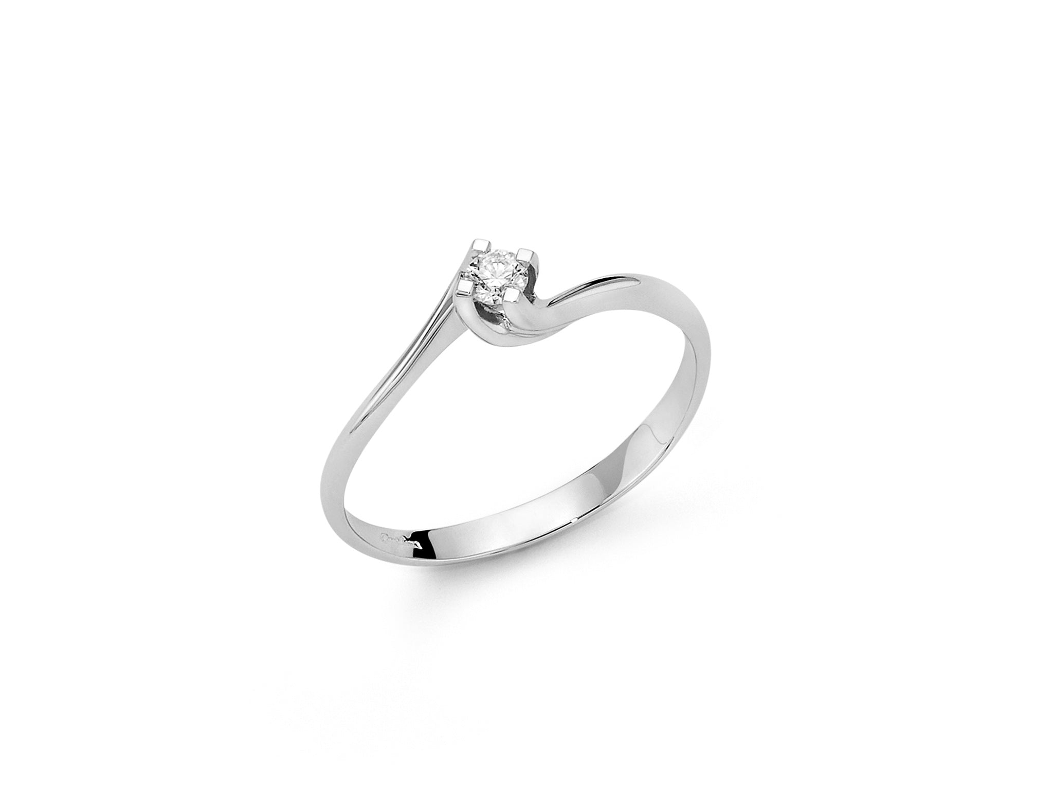 Miluna Anello Solitario In Oro Bianco 18 kt e Diamante ct. 0,10 Colore G SI1