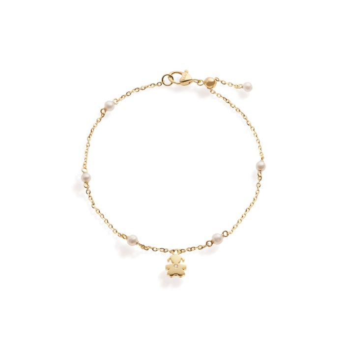 Le Bebe' Bracciale Perle Mm. 3/3,5 Sagoma Bimba Con Diamante