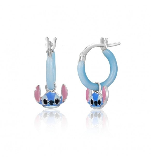 Disney  Orecchini A Cerchio Mini Stitch  In Argento 925/1000