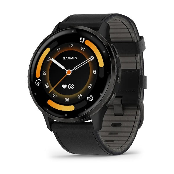 Garmin Venu 3 Black & Slate Con Doppio Cinturino, In Pelle e Silicone