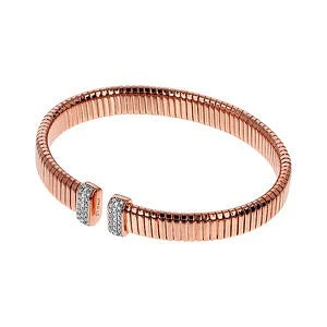 Bronzallure Bracciale Rigido Tubogas Con Pavé Di Cubic Zirconia