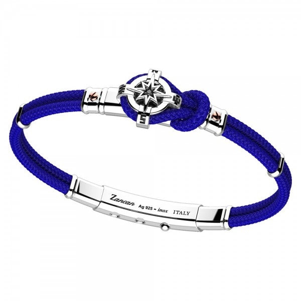 Zancan Bracciale In Kevlar Con Rosa Dei Venti E Finiture In Argento