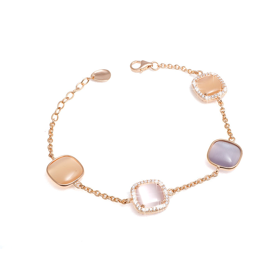 Madì Bracciale In Argento Rose Con Pietre Ecologiche