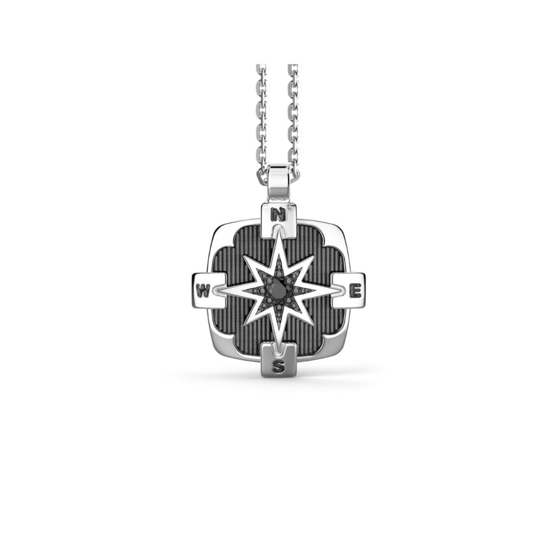 Zancan Collana In Argento Con Ciondolo Rosa Dei Venti