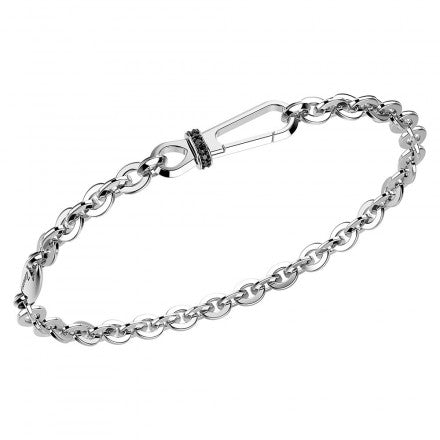 Zancan Bracciale In Argento Maglia Rollò E Spinelli Neri